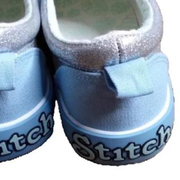 Disney Lilo & Stitch Girls Sneakers Size 2, Blue W/Sparkly Silver, Slip On - Picture 10 of 10